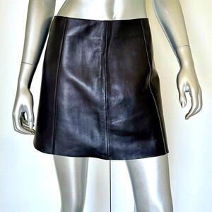 T by ALEXANDER WANG Black Leather Mini Skirt, Size 6